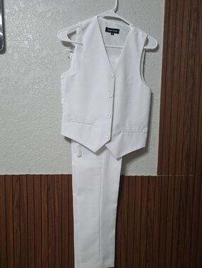White Kids Vest & Pants Suit by